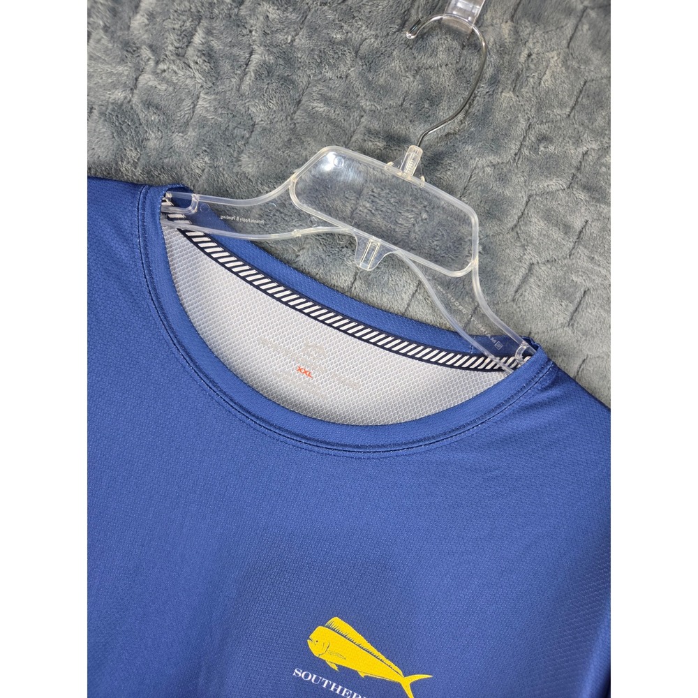 Southern Tide Mens XXL Blue Long Sleeve Mahi Mahi Fishing Performance Shirt